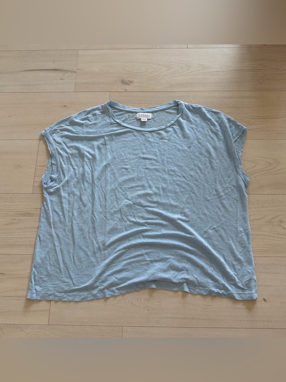 Velvet by Graham & Spencer Pale Blue Boxy Crewneck Tee